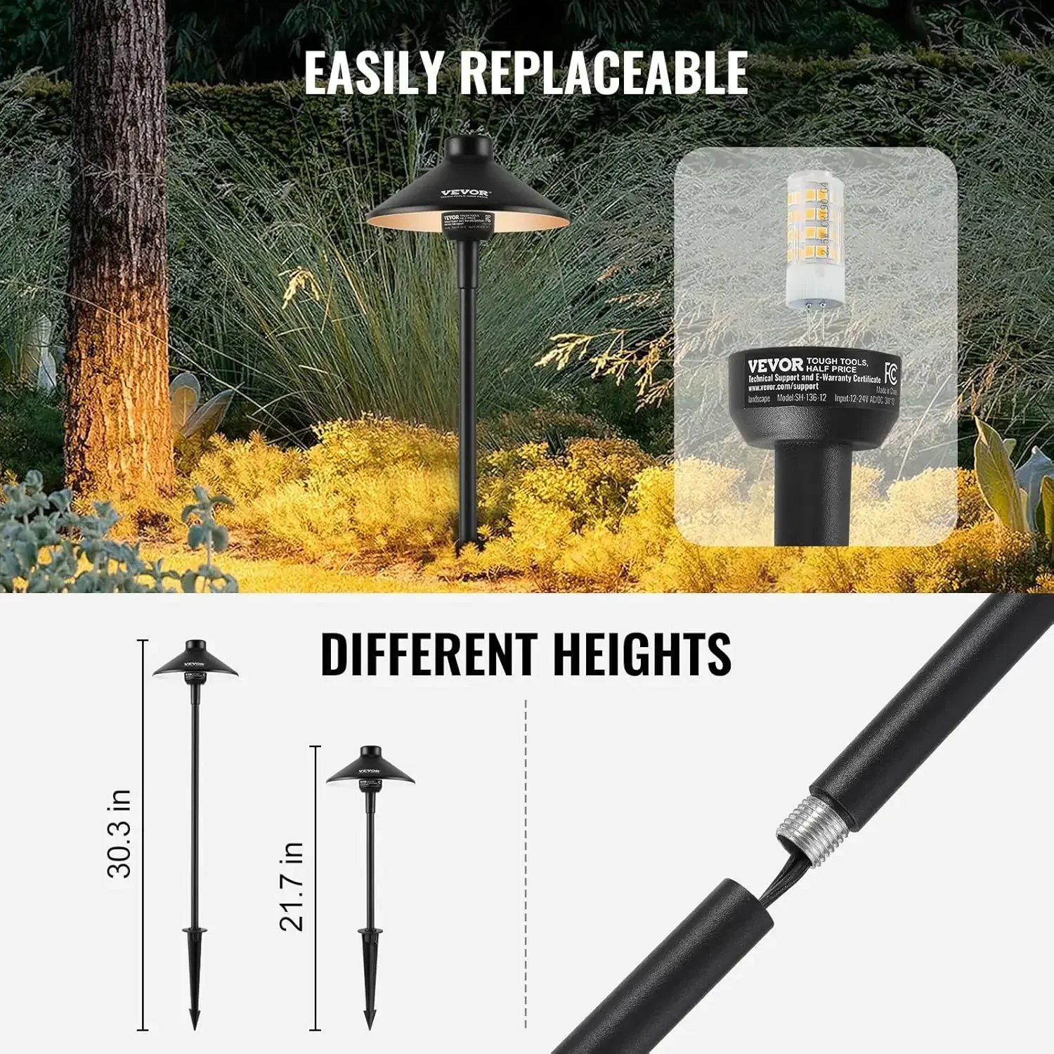 8 عبوات من مصابيح مسار المناظر الطبيعية ذات الجهد المنخفض، 3 وات 210LM 12V-24VAC/DC إضاءة مسار LED خارجية