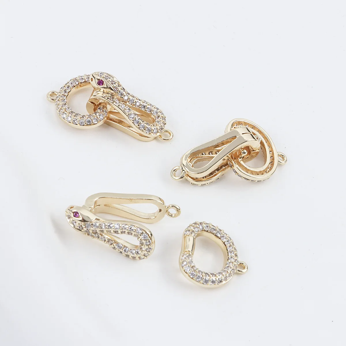 1 Piece Copper Gold-plated Zirconium Snake Head Pearl Bracelet Necklace Connection Buckle DIY Jewelry Making Material Accessorie
