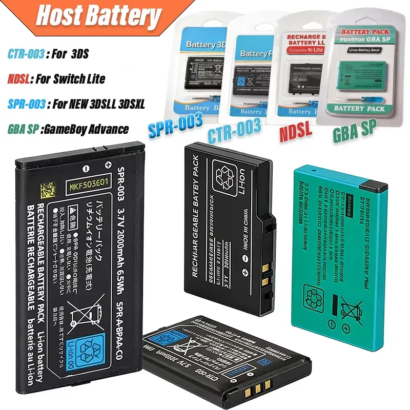 CTR-003 Host-Akku NDSL SPR-003 3,7V Lithium-Batterien für NEW 3DSLL 3DSXL N3DS 2DS GBA SP Gameboy Spielkonsole Zellenbatterien