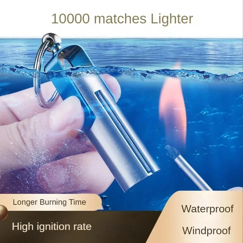10000 Matches Keychain Lighter Portable Outdoor Torch Creative Smoking Accessories Cool Gift for Men，Cigarette accessories tool
