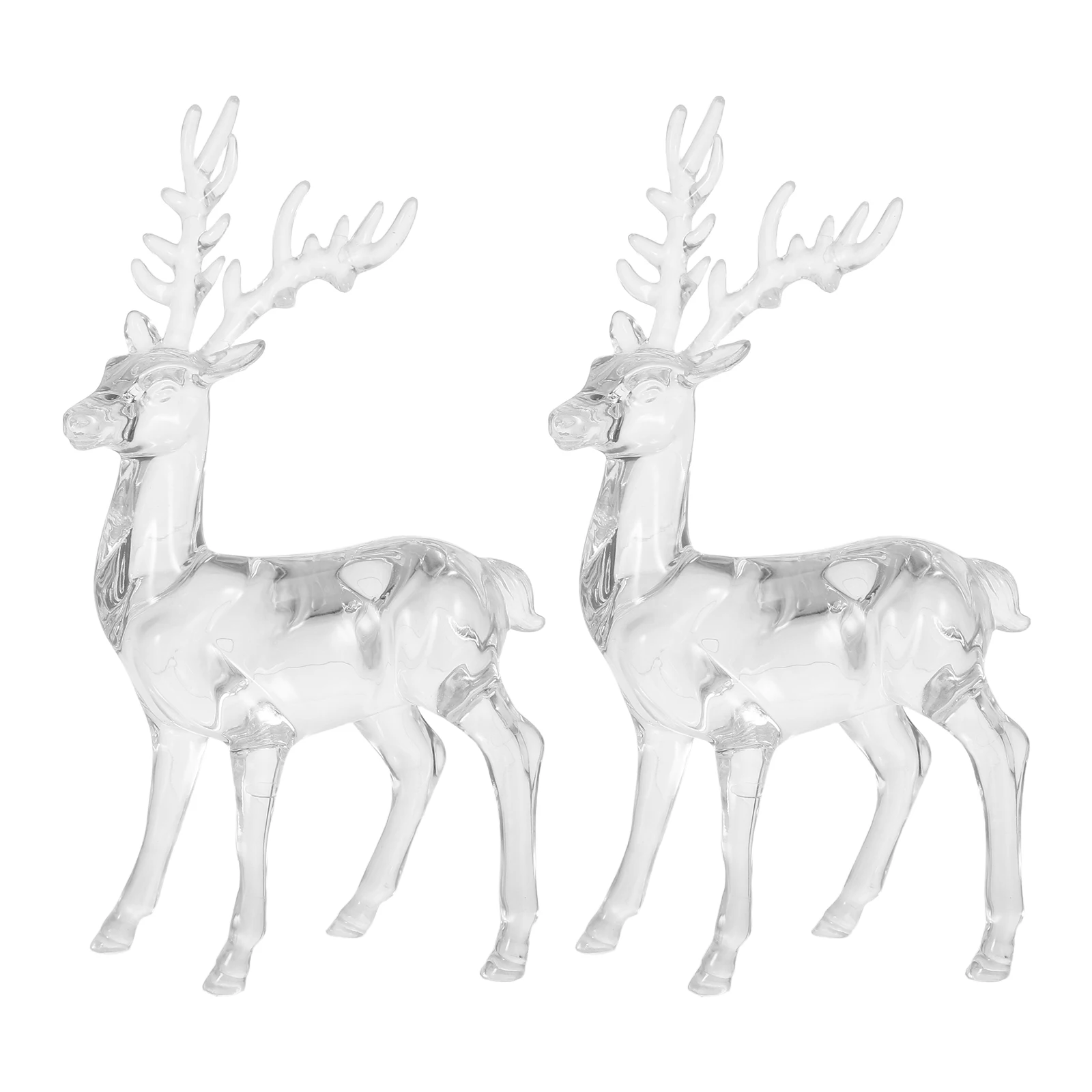 

2Pcs Transparent Acrylic Christmas Deer Pendants Decorative Hanging Ornaments Reindeer Tabletop Crystal Elk Xmas Decor