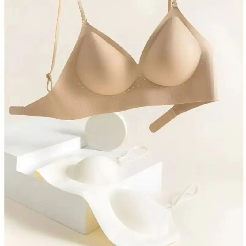 KUCLUTThin cup sexy; Hot Seamless Women's Underwear With Thin Straps And Backless U-shaped Wire-free Beautiful Back Push-up Bra