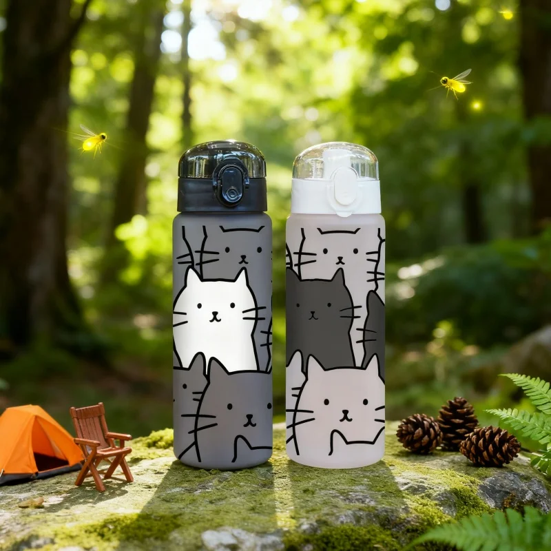3D Printed Cartoon Cat 780ML Water Bottle – Durable, PVC-Free & Leak-Proof (Matte Finish + Carry Loop) for Holidays image 2