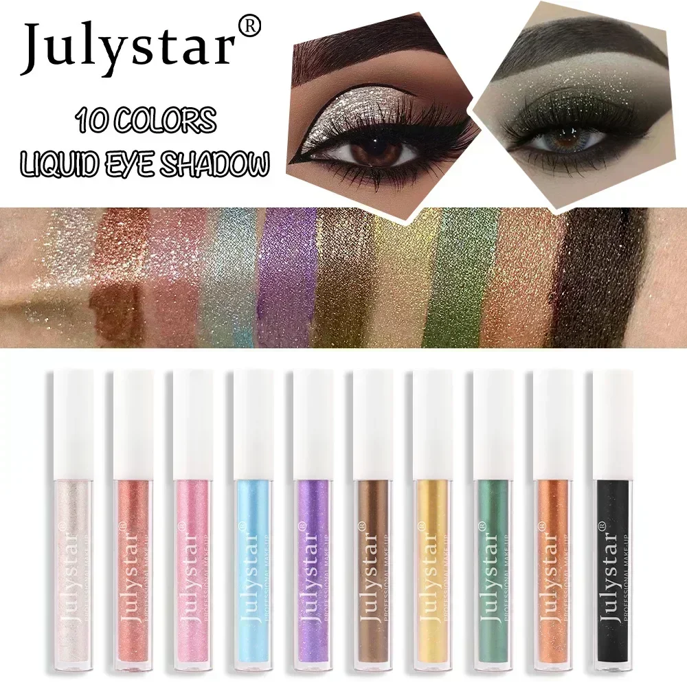 Julystar 10 Color Glitter Eye Shadow Shimmer Waterproof Durable Liquid Eyeshadow Brighten Sexy Easy To Color Female Cosmetics