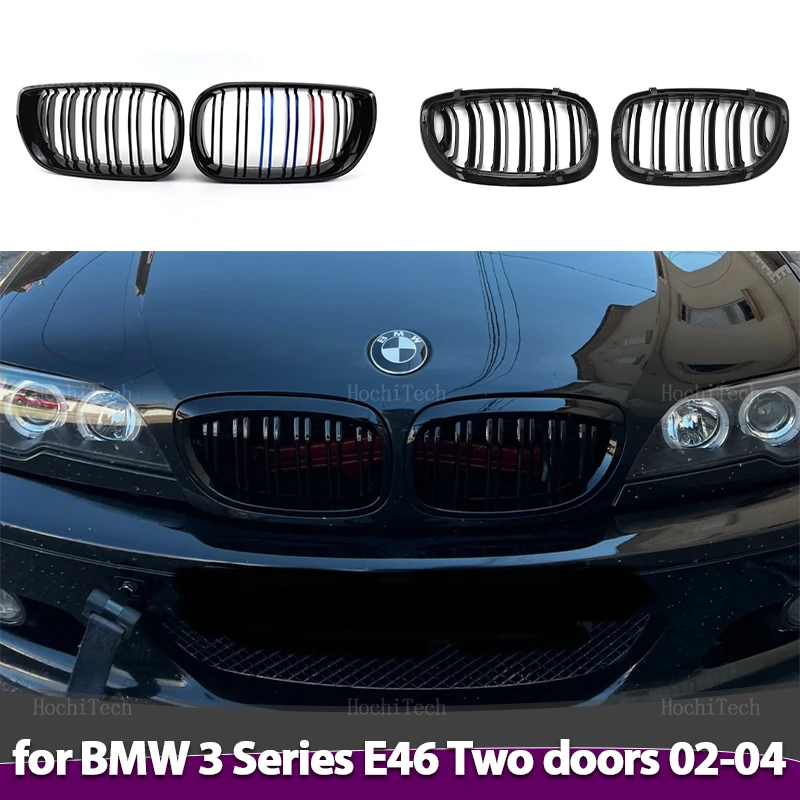 Car Front Bumper Grilles Kidney Racing Grill For BMW 3 series E46 Coupe Cabrio LCI 2 Doors 03-06 Double Slat Replacement Grille