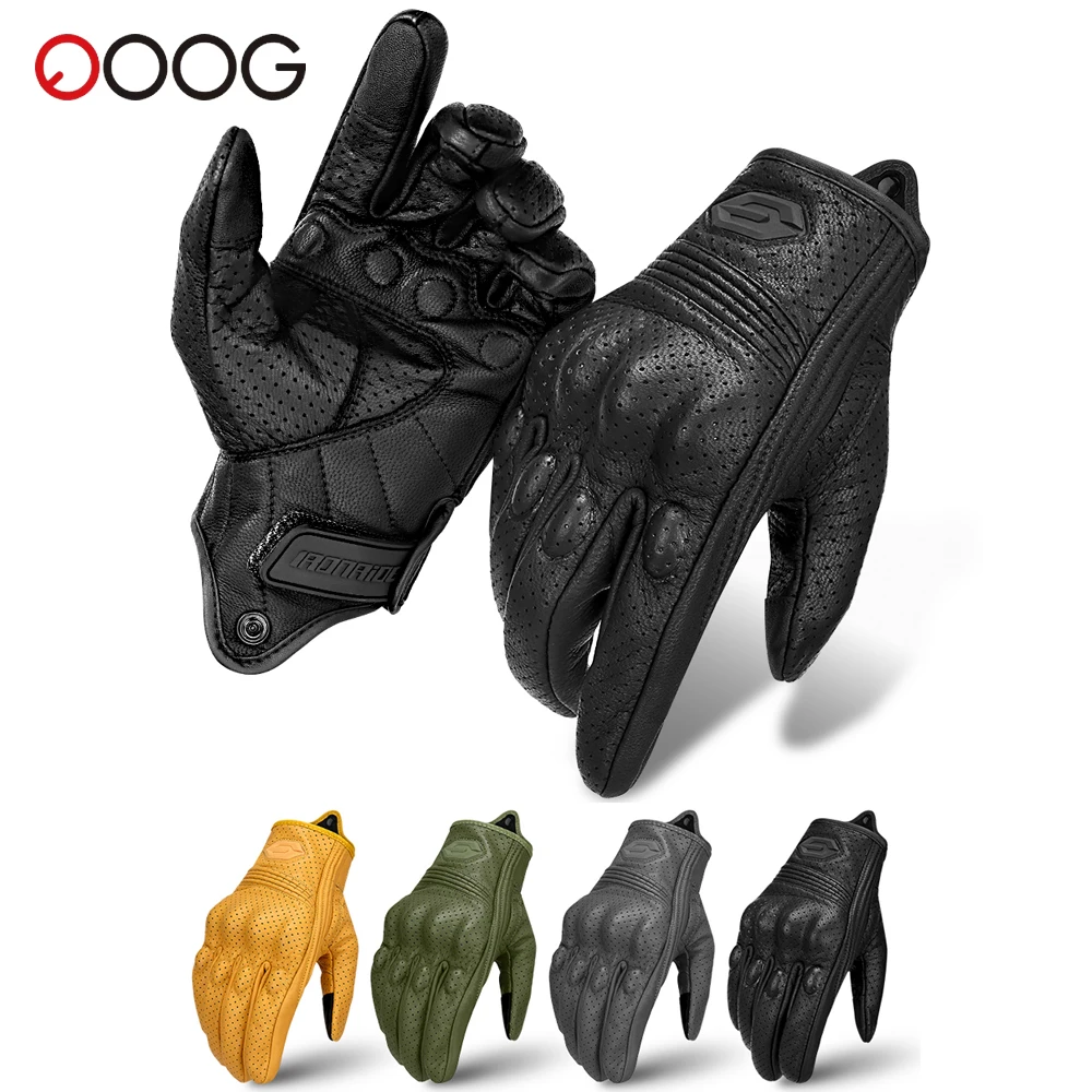 

Motorcycle Gloves Breathable Leather Motocross Full Finger Protective Gloves Touch Screen Moto Non-slip Riding Gloves M-2XL