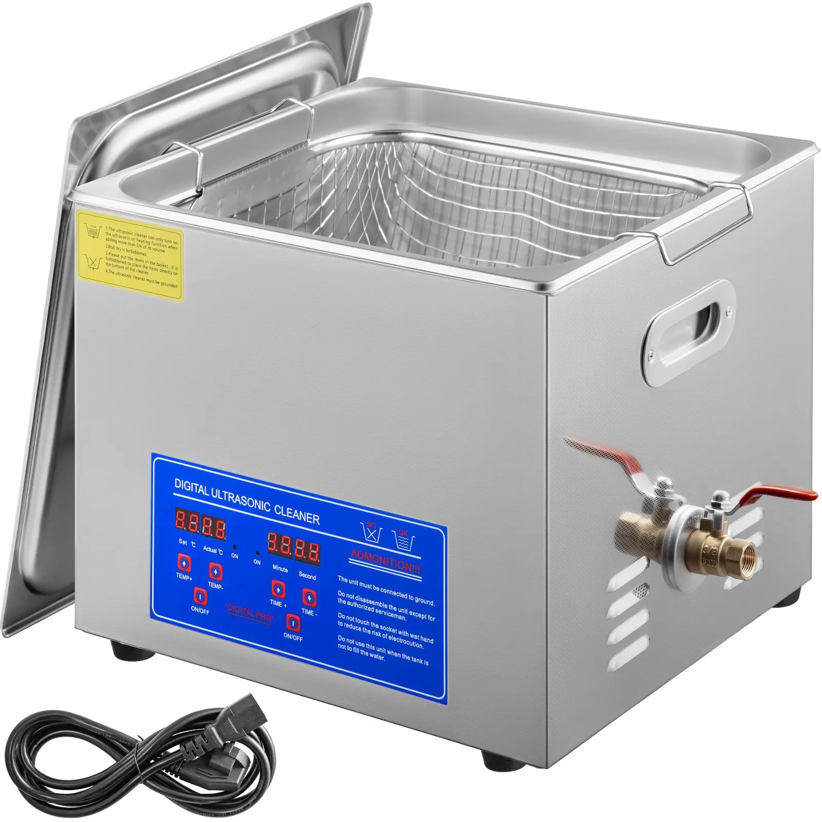 15L Ultrasonic Cleaner with Digital Timer&Heater Professional Ultrasonic Cleaning Machine For Industrial Parts Metal Cleaning