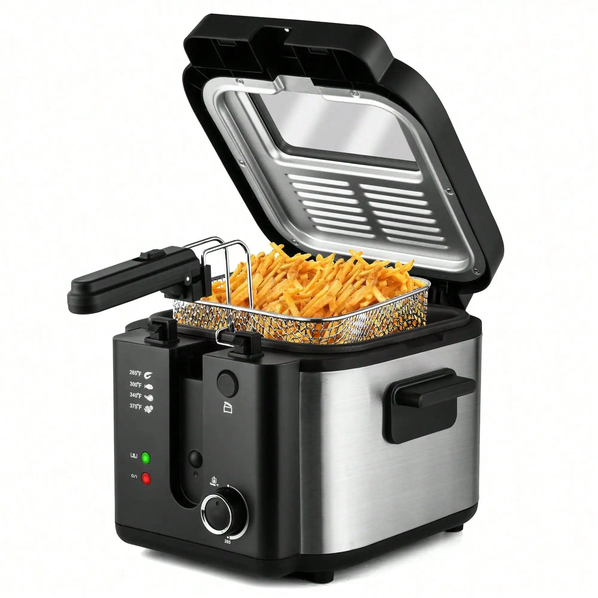 Deep Fryer With Basket, 1500W Electric Deep Fryers For Home Use With Temperature Control, Removable Lid And 2.5L Non-Stick Inner Pot Easy To Clean 304 Stainless Steel