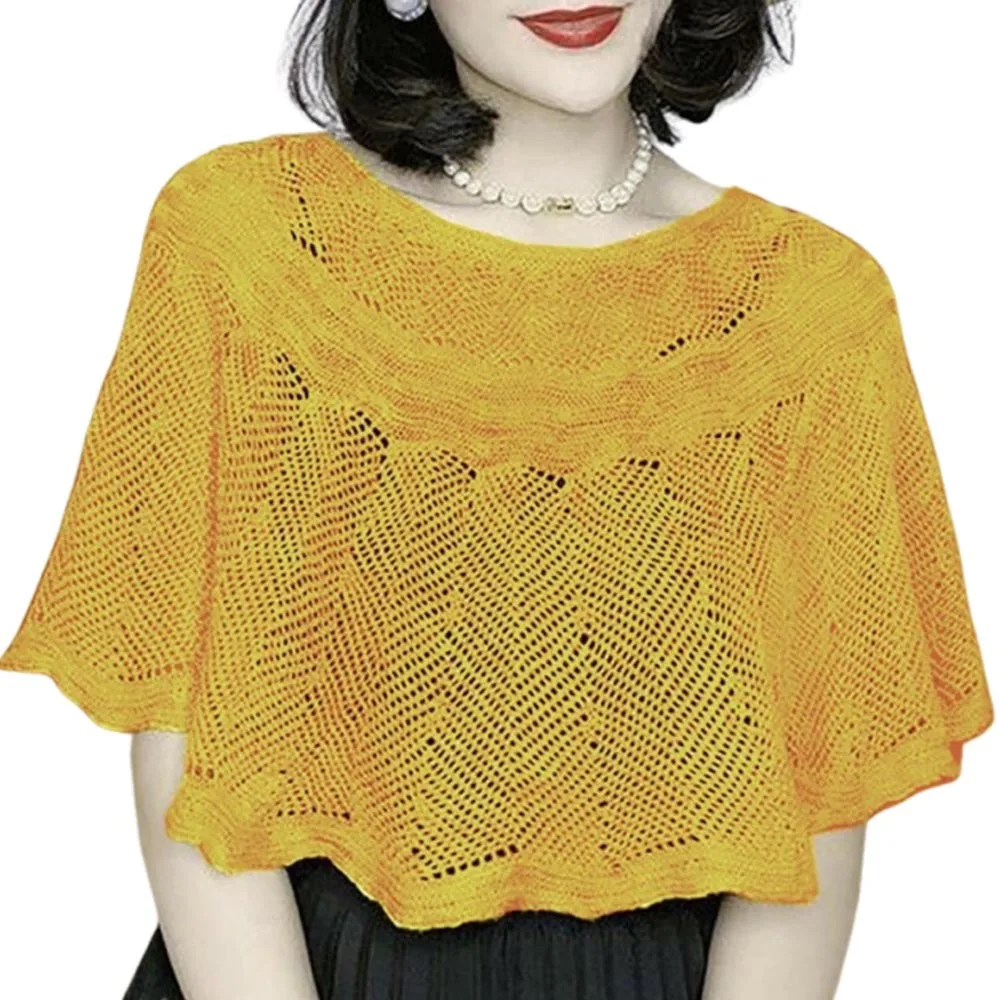 

Универсальная однотонная вязаная шаль, сплошной цвет, полый дизайн, вязаный чехол, Cheongsam, верхняя одежда, весна-осень