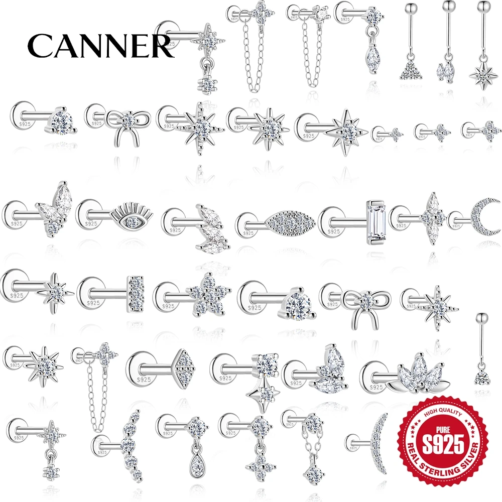 

CANNER Certified Moissanite Earring 925 Sterling Silver Piercing Woman Jewelry Water Drops Star Moon Tassels Flowers Leaves Gift