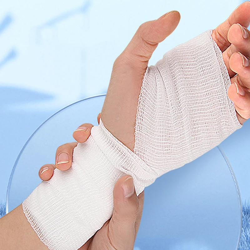 1 Roll Elastic Gauze Bandages Mesh Tie Bandage Wound Dressing Plaster 5cm/7.5cm/10cm/15cm X 4.5m Skin Friendly Breathable Patch