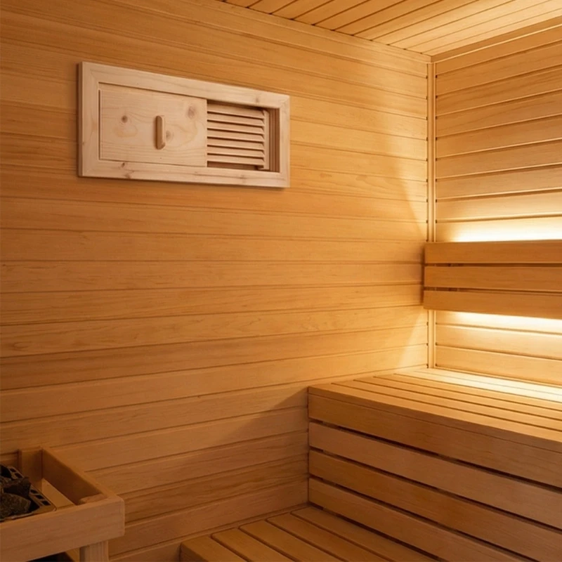 Smooth Sauna Ventilation Panel Wooden Blinds Air Outlet Shutter Window For Cedar Vent Grille Heating
