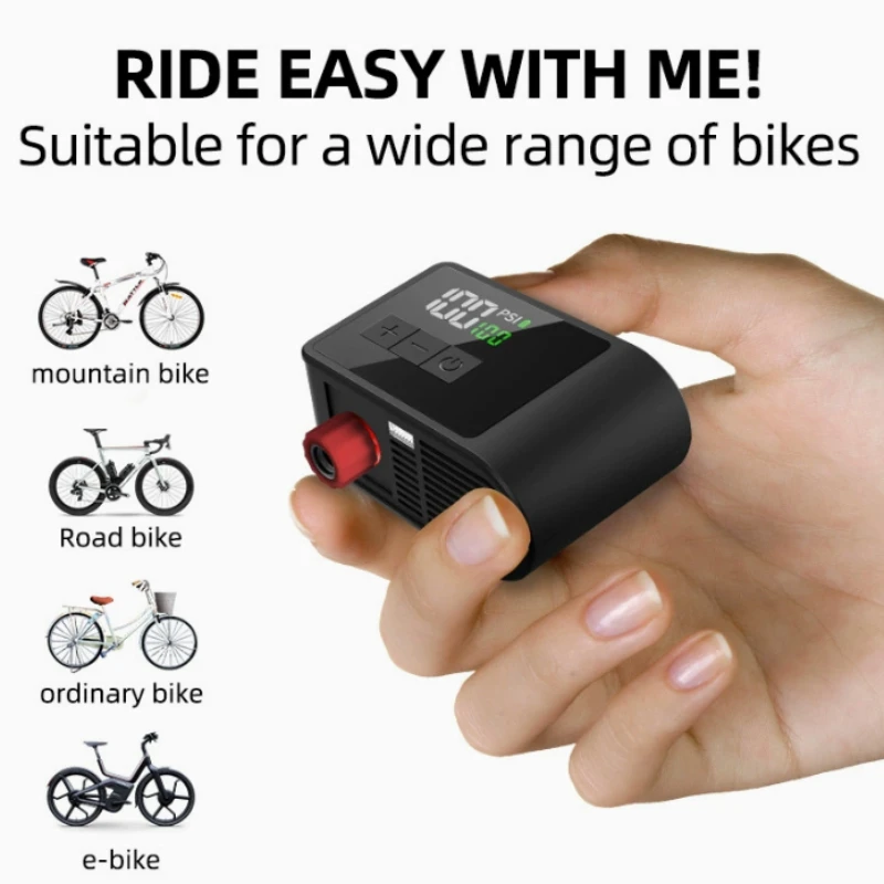 AirCube 120PSI Mini Bike Pump Portable Air Pump with Schrader Presta Valves Rechargeable Air Inflator Bike Accessories