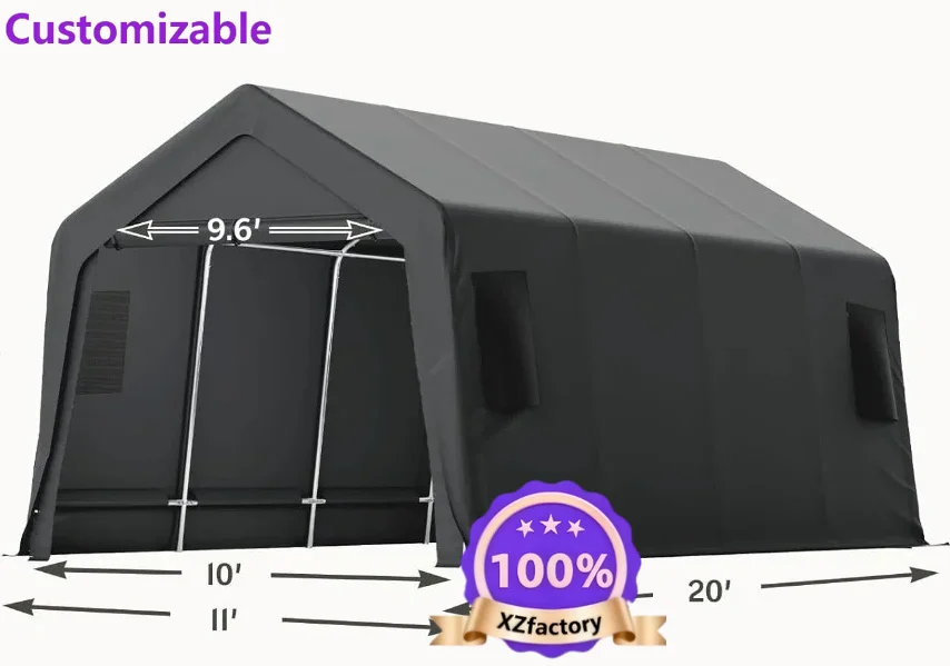 Factory Direct 2026 10x20 FT Heavy Duty Carport All-Steel Frame Portable Garage Reinforced Base All-Season Car Canopy for Car Bo