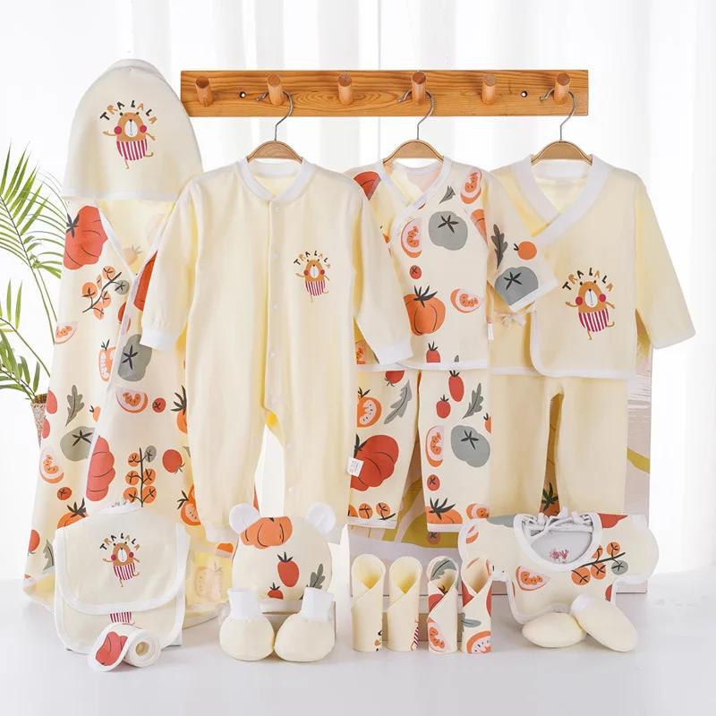 19 pieces/lot Newborn Baby Clothing Set Boys Girls 100% Cotton Infant Outfits Spring Autumn Baby Hat Bib Clothes Suit