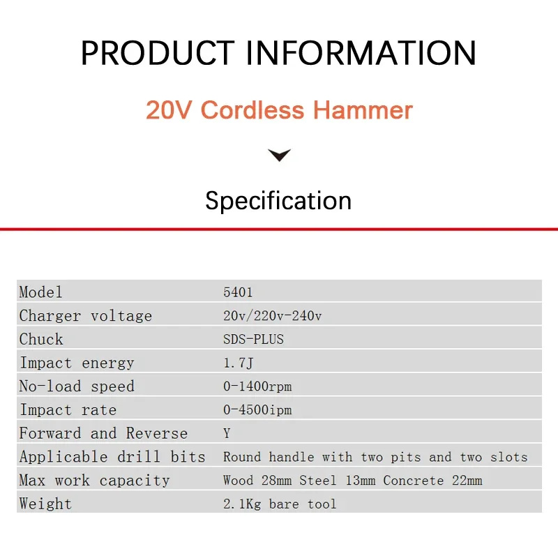 DEVON Cordless Rotary Hammer Light Duty Brushless 5401 Impact 1.7J 1400rpm 4500ipm 2.1Kg Universal Flex Battery Platform