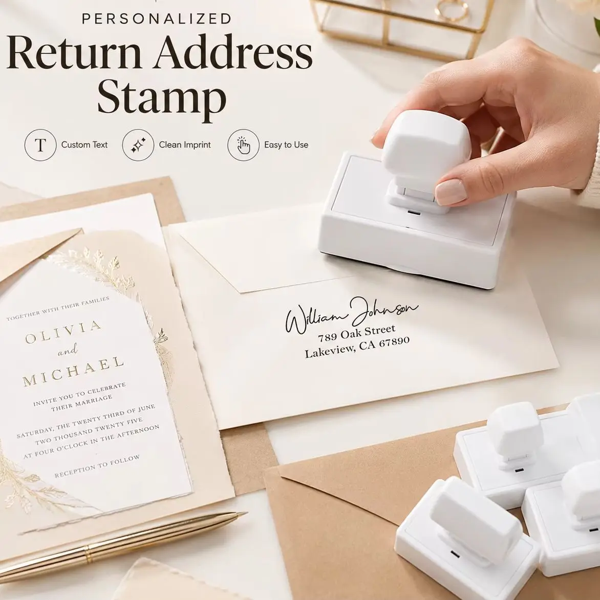 1PC Custom Address Stamp for Mail Personalized Wedding Return Address Stamp with Company Logo