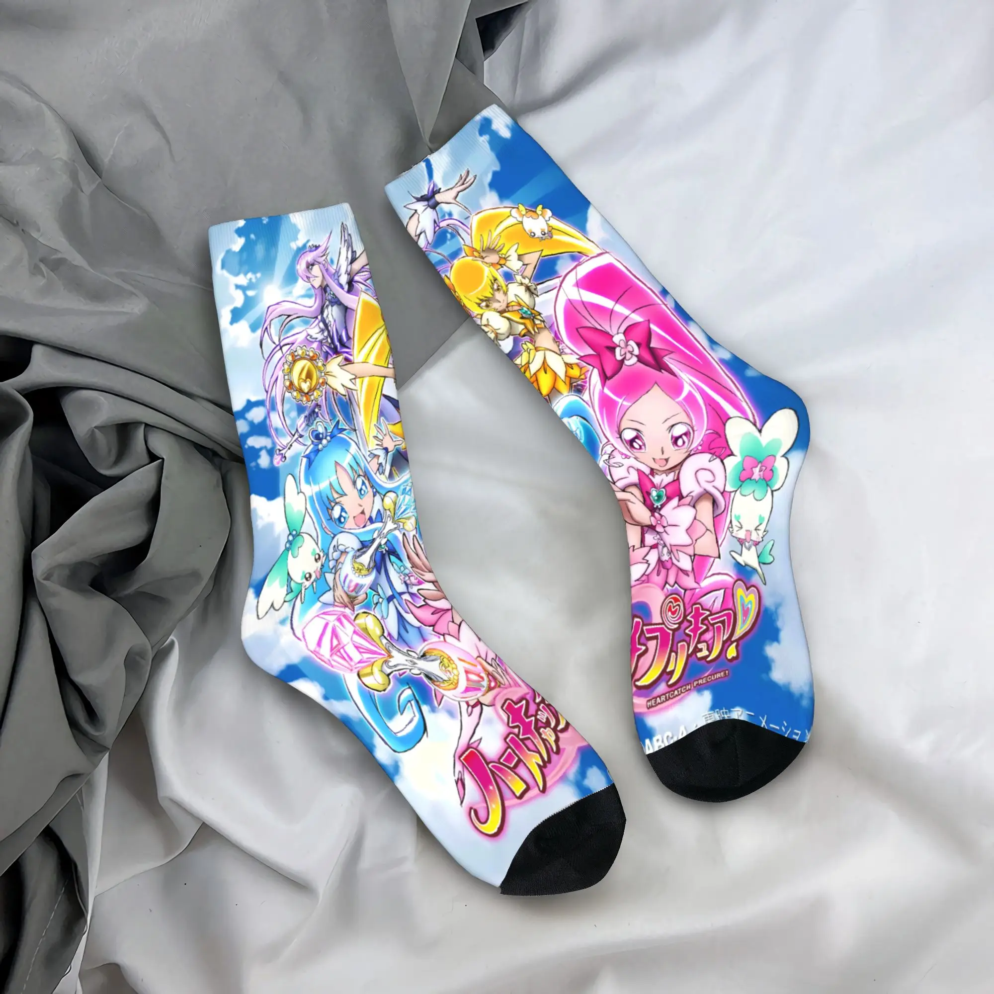 Calcetines de Pretty Cure para adultos, hombres, calcetines kawaii, cómodos, divertidos, para invierno, diseño antideslizante para patinar, calcetines que absorben el sudor, regalo de cumpleaños.