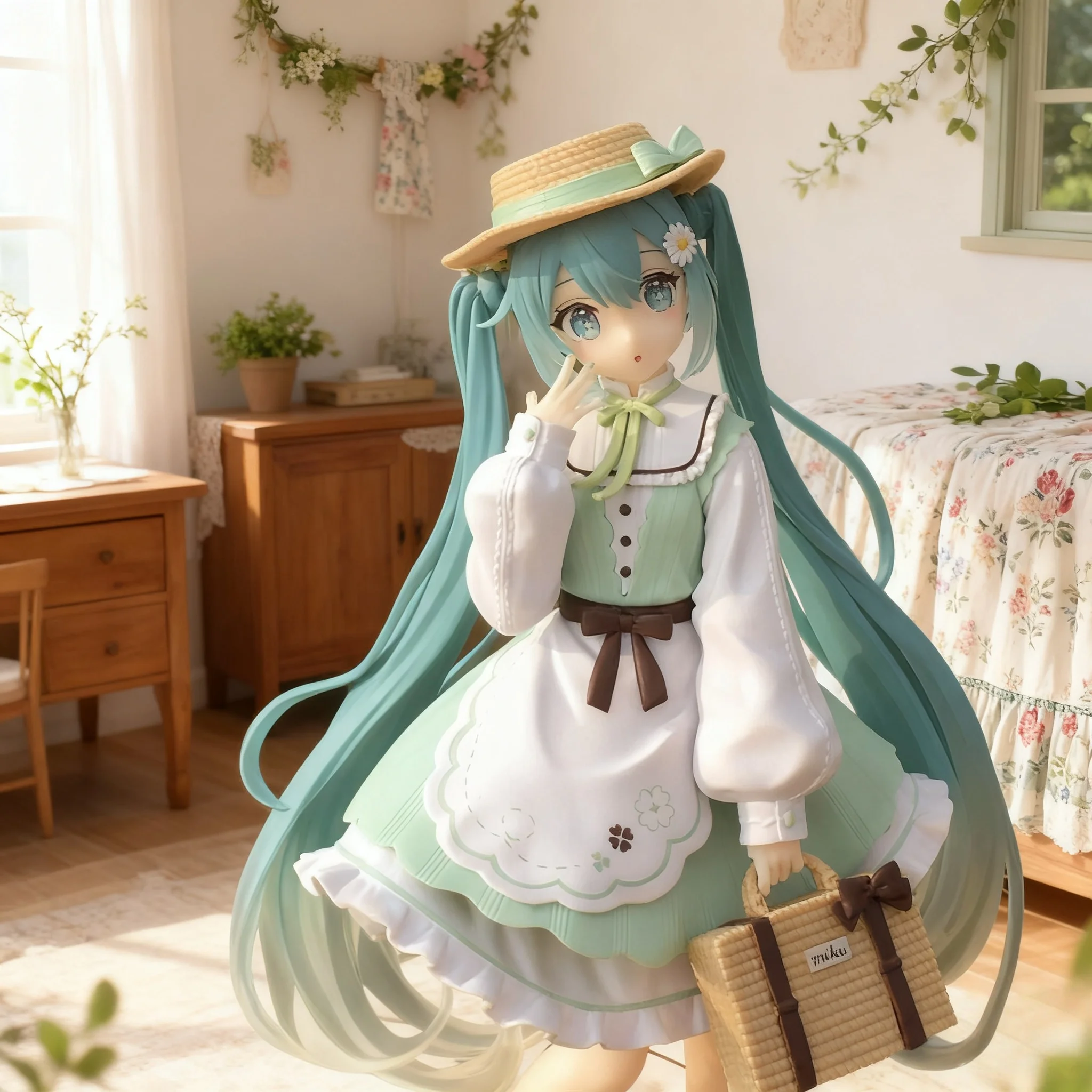 New Hatsune Miku Pastoral Hand made Scenery Model Home Decoration Animation anime Beautiful Girl Table Decoration Collection Gif