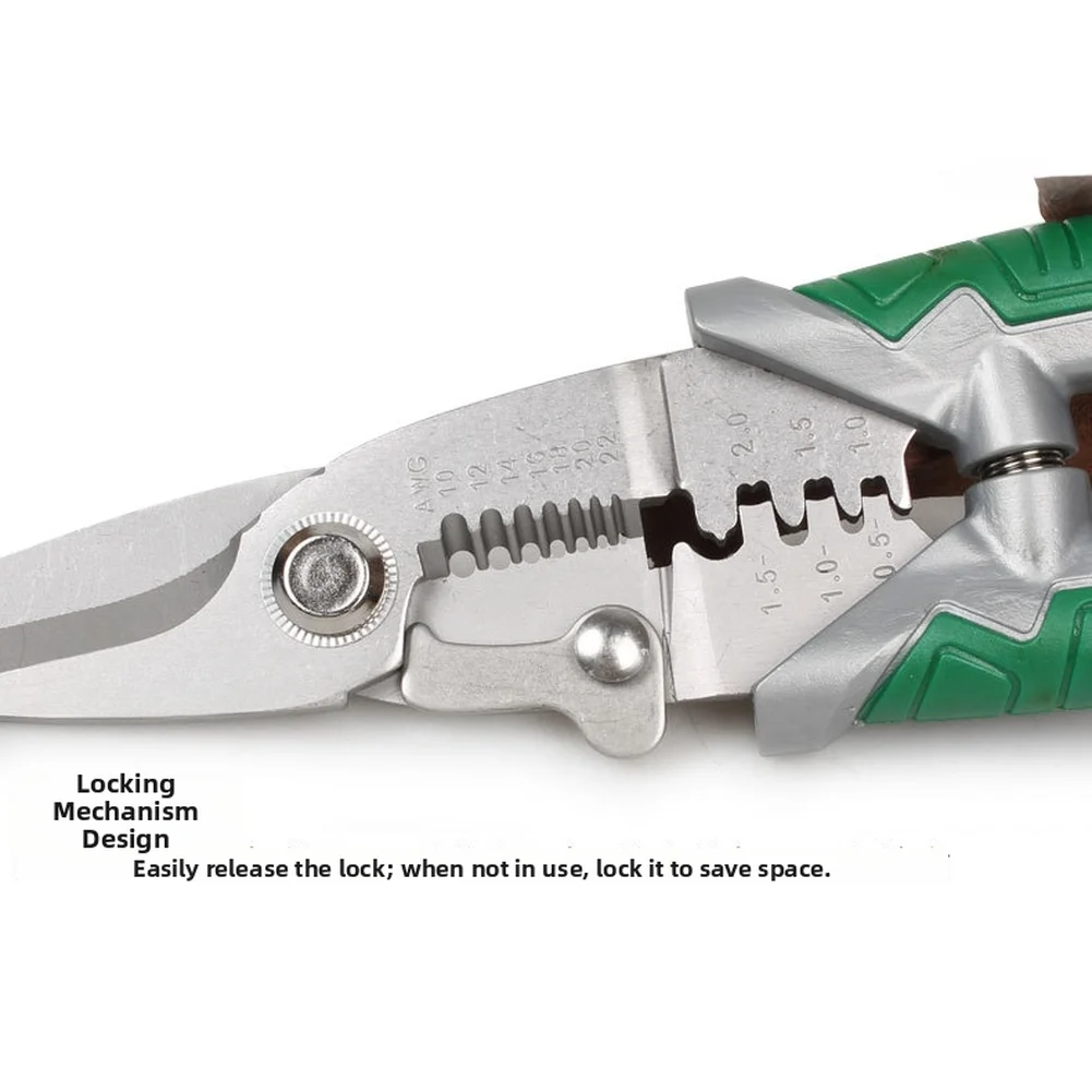 Industrial Stainless Steel Cable Tool for Stripping Crimping Cutting For 6/7 Wires with Spring Loaded Smooth Operation