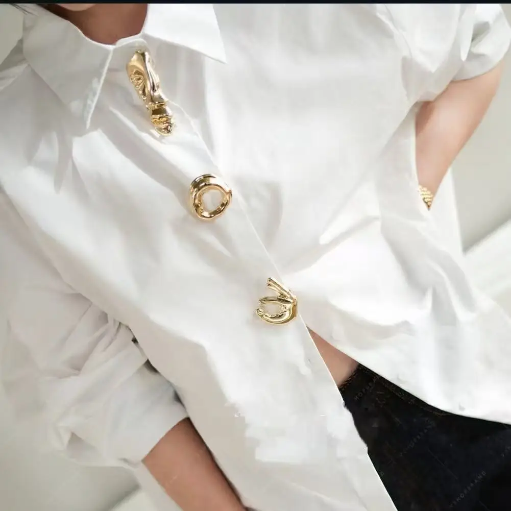 New Autumn 2025 Cotton Long Sleeve Solid Color Blouses Shirts for Women Trend Loose Casual Tops Woman Clothes