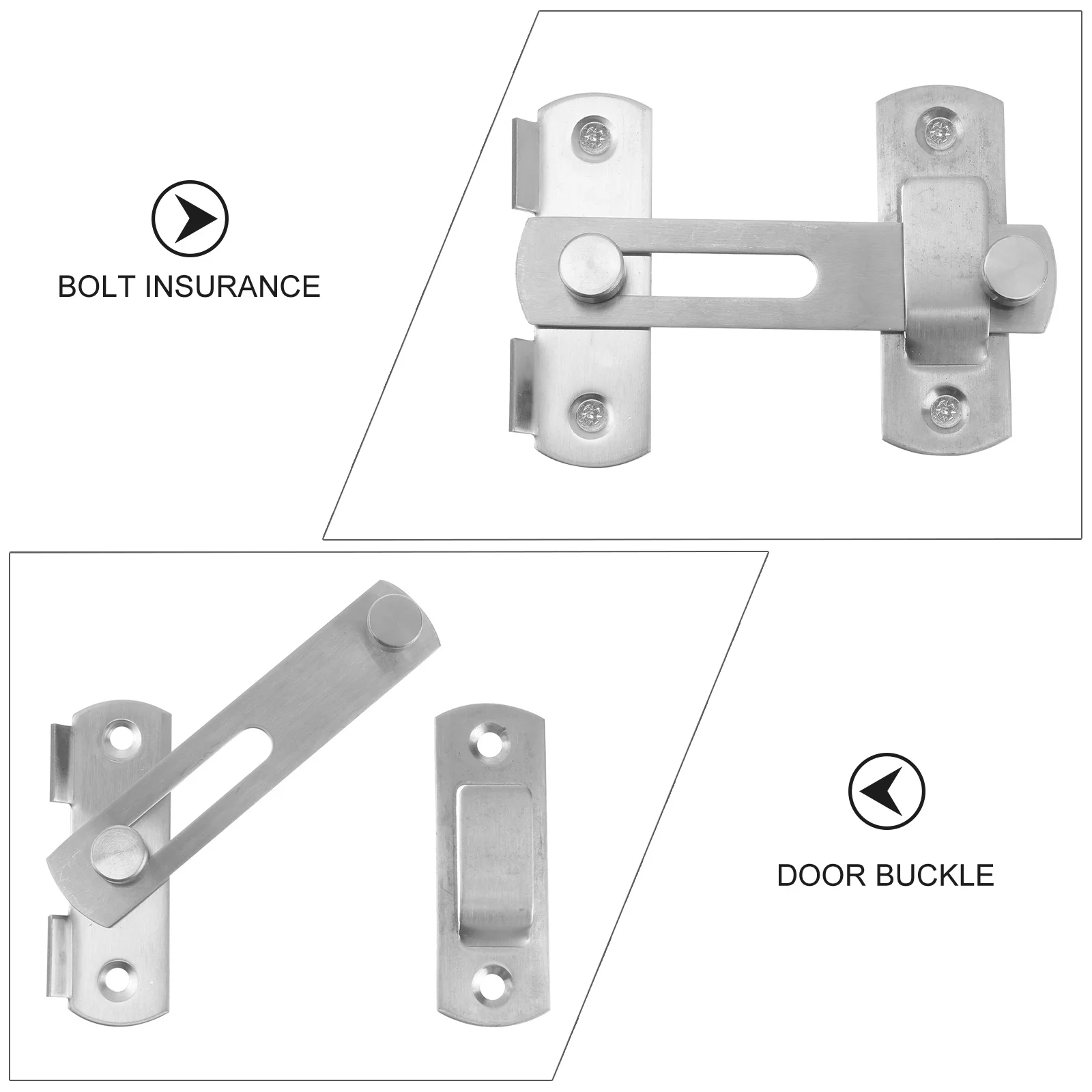 4 Inch Stainless Steel Door Latch Brushed Texture Bolt Insurance for Home Safety Wooden Doors Windows Silver Door Latch
