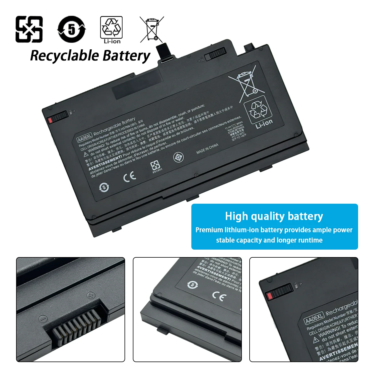 AA06XL Laptop Battery For HP ZBook 17 G4 AA06XL HSTNN-DB7L 852711-850 Laptop Battery 11.4V 96wh 8420mAh