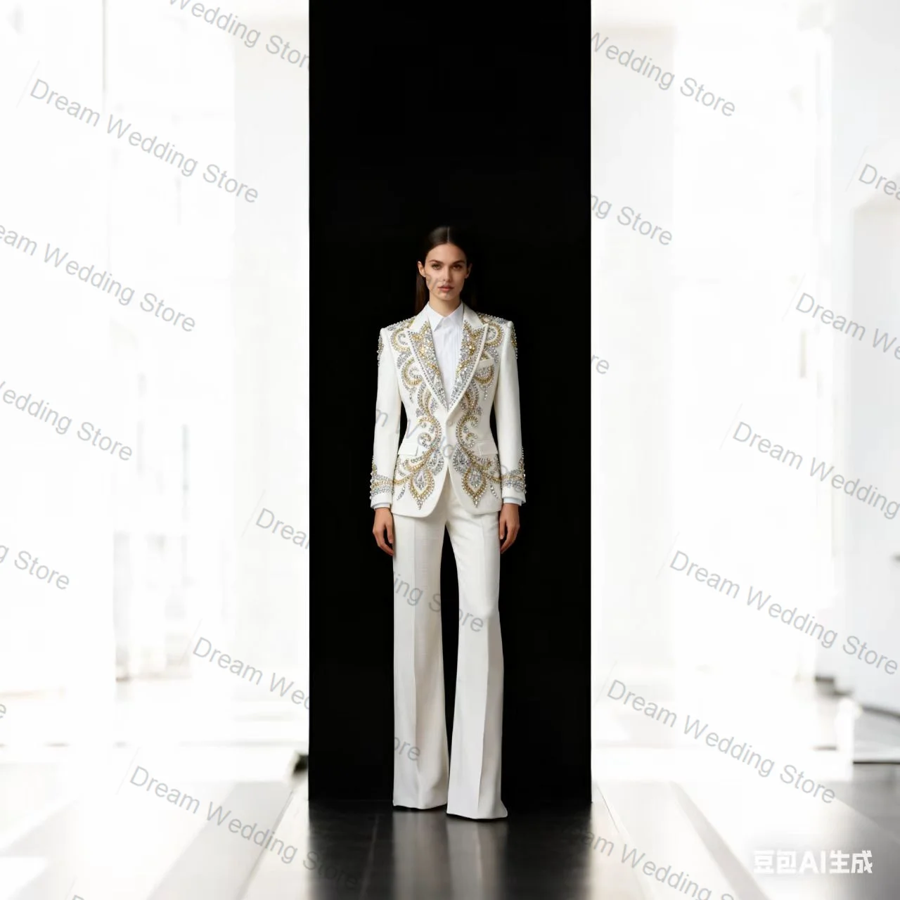 Conjunto de pantalones de traje rosa para mujer, chaqueta + Pantalones de 2 uds., chaqueta Formal de oficina con cristales de lujo para mujer, abrigo personalizado para invitados, boda y graduación