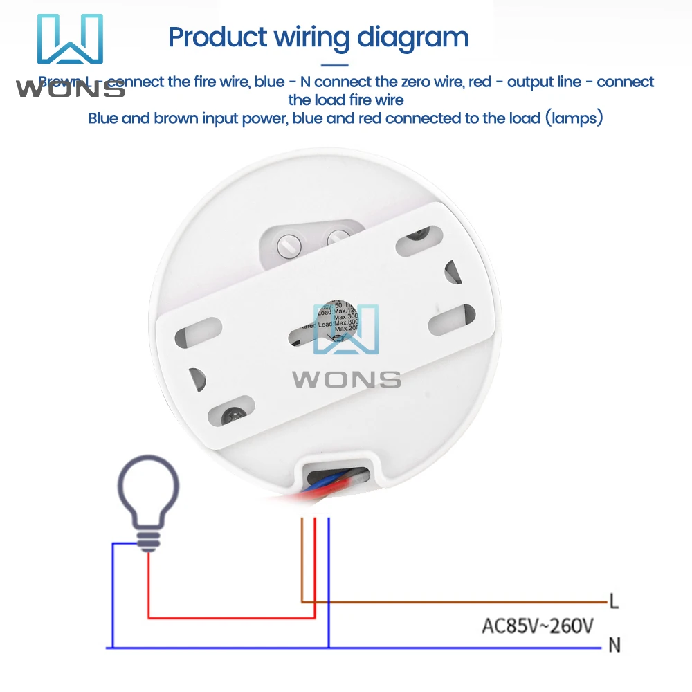 12V Infrared PIR Motion Sensor 360 Motion Human Body Sensor 85V-265V Occupancy Sensor Switch Ceiling Motion Sensor Light Switch