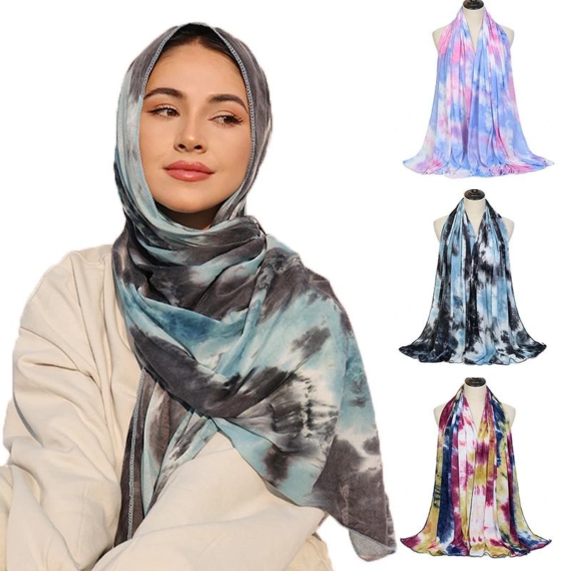 Gradient Fashion Jersey Scarf Women's Long Wraps and Shawls Lady Spring Autumn Scarves Bandana Hijab Stoles Muslim Woman Hijabs