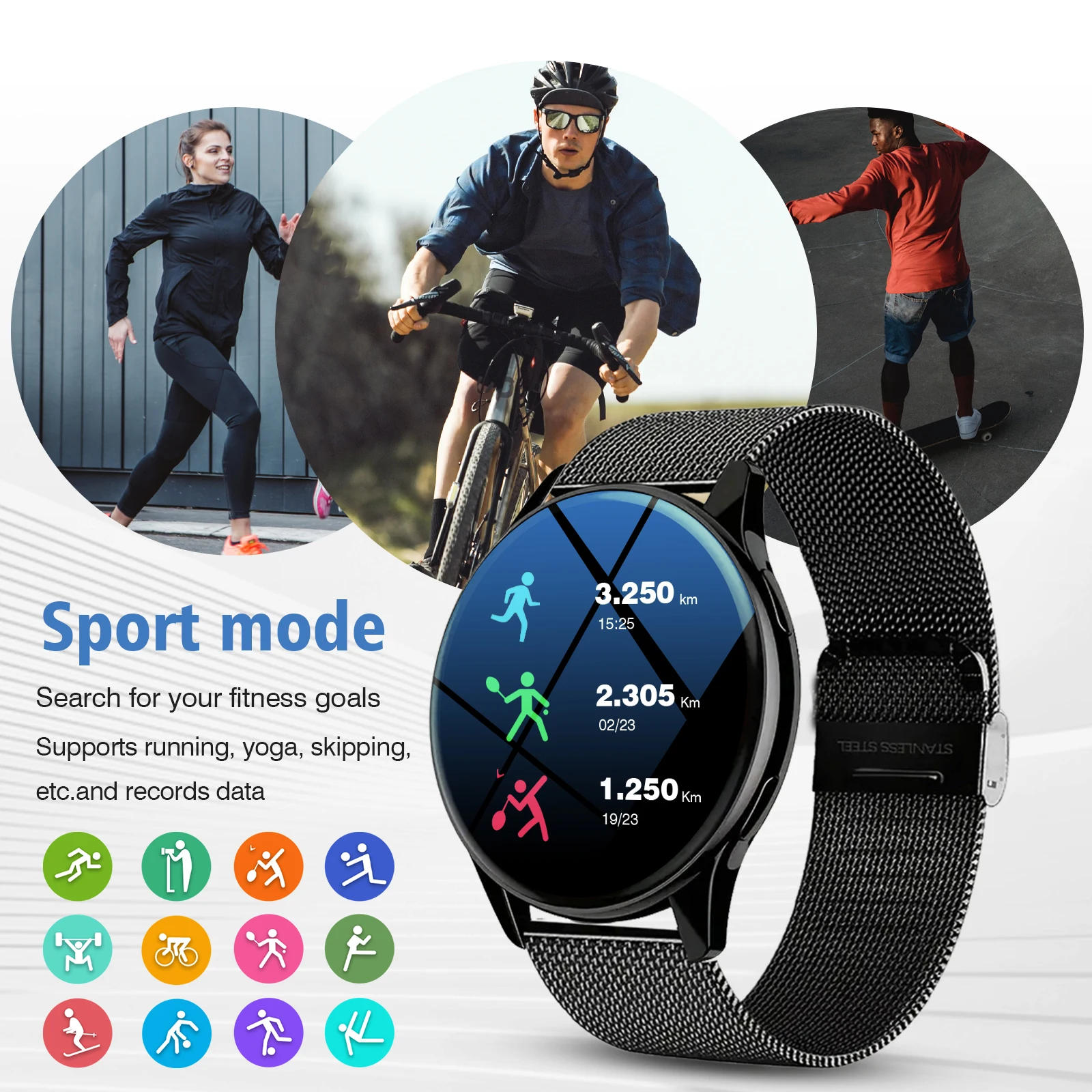 Multifunctional Smart Watch with Replacement Watch Band, Fashion Digital Watch with Phone Call & Music Control, Sports Watch for