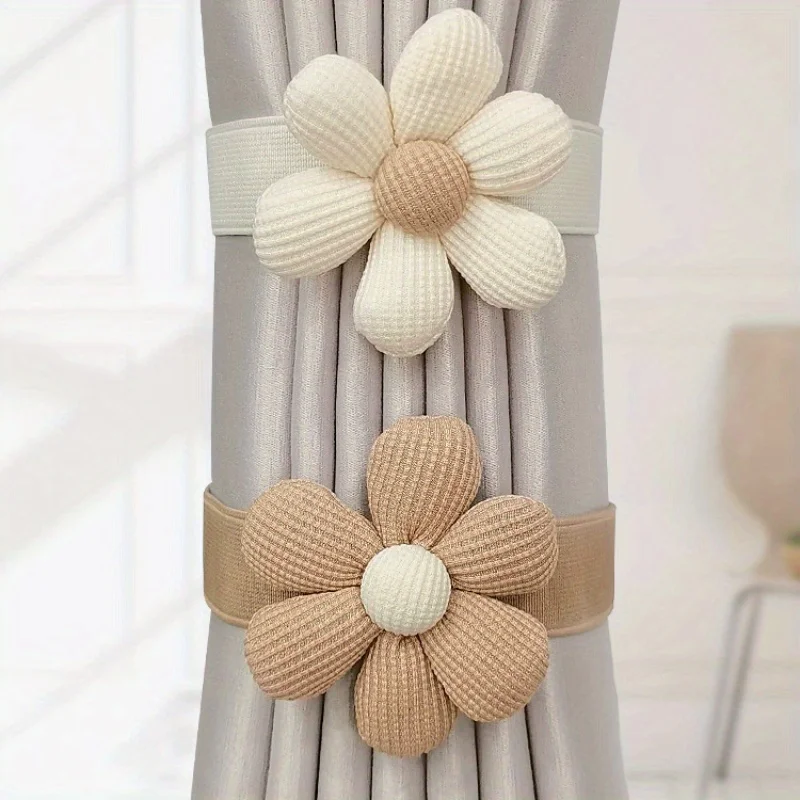2pcs Cute Flower Curtain Holdbacks for Bedroom and Living Room - Simple and Stylish Home Decor Accessories