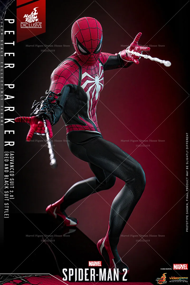 HOTTOYS VGM66 1/6 Scale Marvel Spider Man สีแดงสีดําขั้นสูง Battle Dress 2.0 Edition 12 นิ้วชุด Action Figure ทหาร