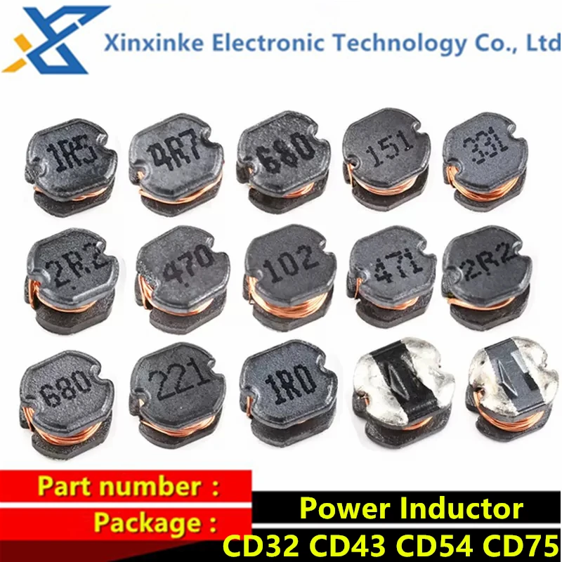 20PCS CD32 CD43 CD54 CD75  SMD Inductance 1UH ~ 1000UH Power Inductor 2.2/3.3/4.7/6.8/10/15/22/47/100/150/220/330/470UH