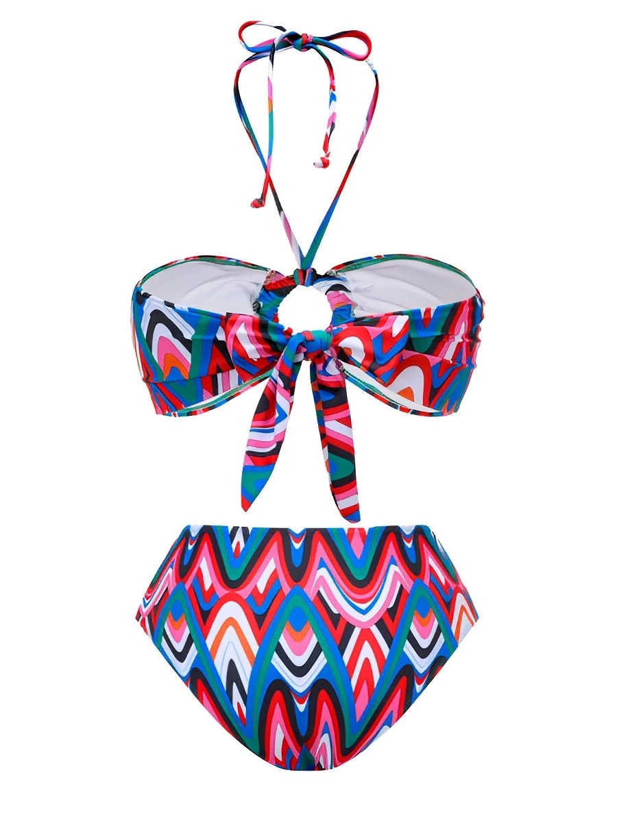 2025 الرسن العصابة بيكيني النساء عالية الخصر ملابس السباحة الإناث مبطن ملابس السباحة الاستحمام السباحة لباس سباحة الصيف بحر #3