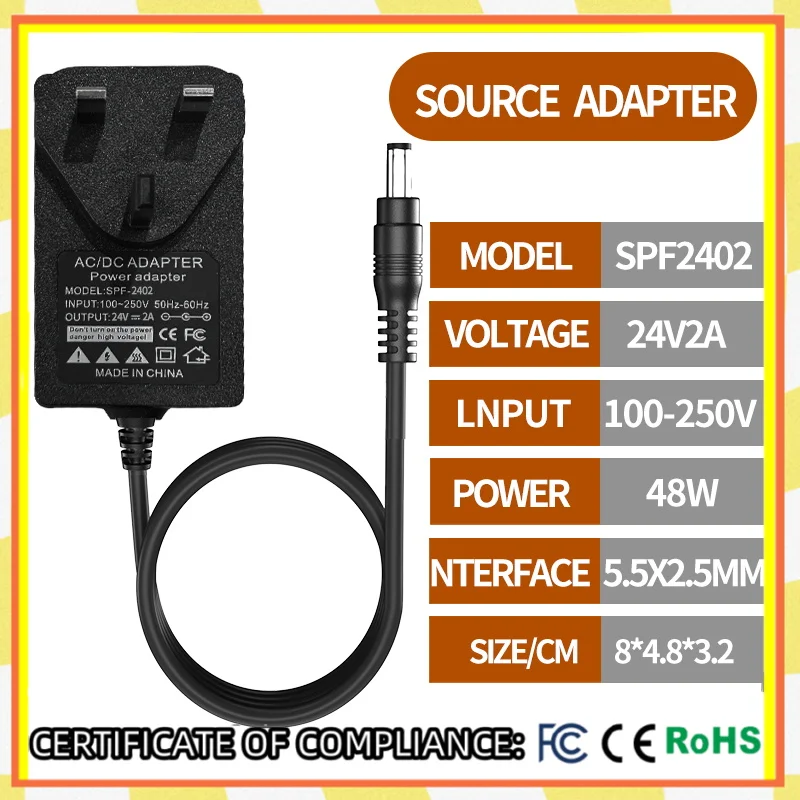 

1PCS SPF-2402 24V2A AC100-250V power adapte Suitable for LED light strips, lights, cameras