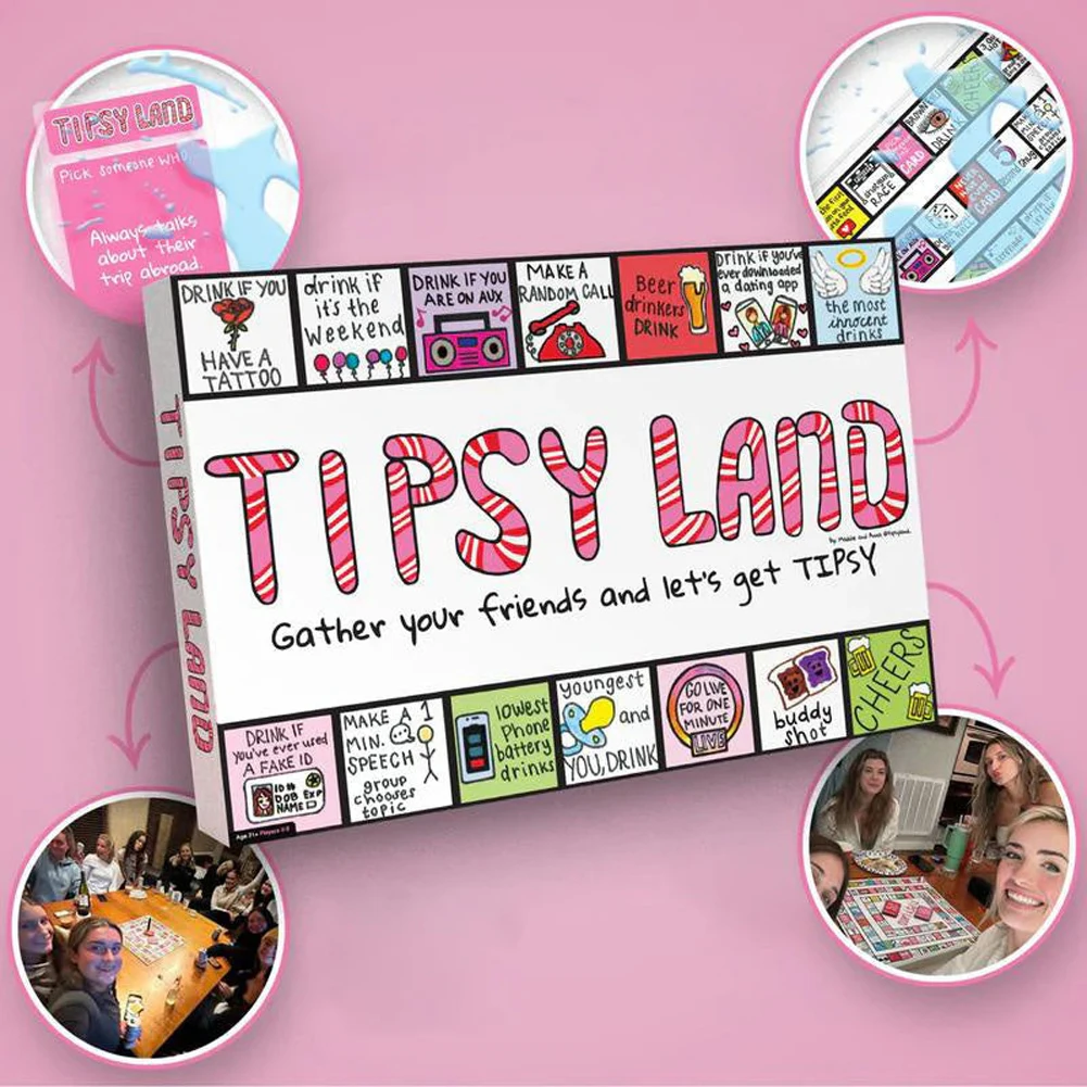 Tipsy Land Drinking Games Fun Drinking Board Game Interactive Party Drinking Games Bachelorette Party Games for Adults