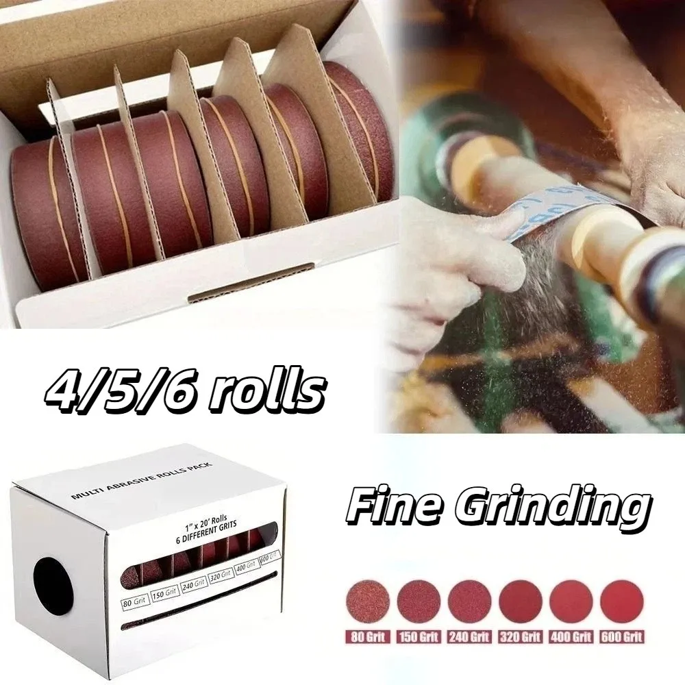 

4/5/6 rolls 80/150/240/320/400/600 Grit Diamond Cloth Rolls with Dispenser Metal Emery Cloth Sandpaper Rolls