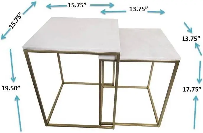 Nile Marble Top Nesting Tables - Square