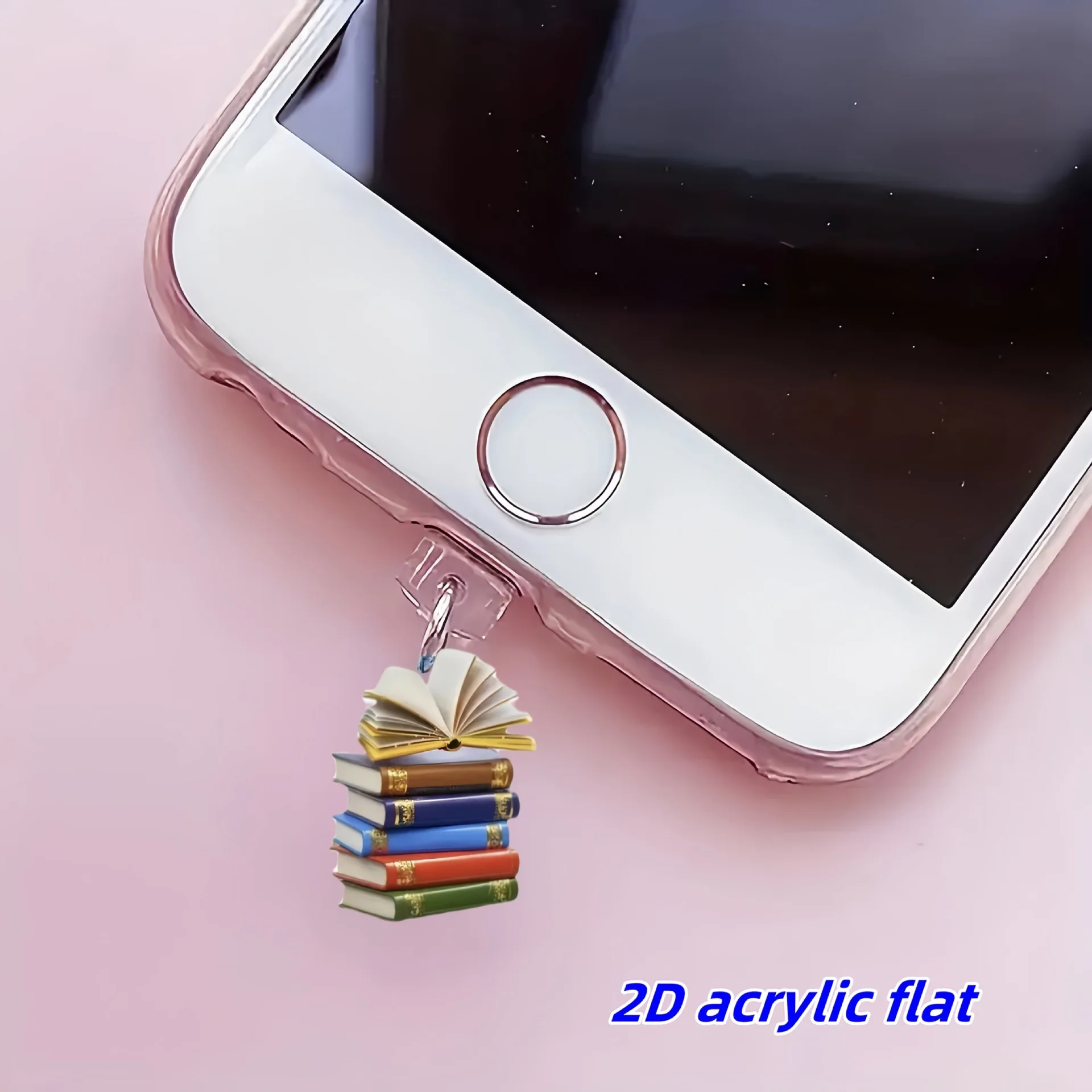 Милый 2D плоский акриловый красочный книжный узор, пылезащитная заглушка для мобильного телефона, аксессуары, украшения для IPhone Samsung Type-C, пылезащитный чехол