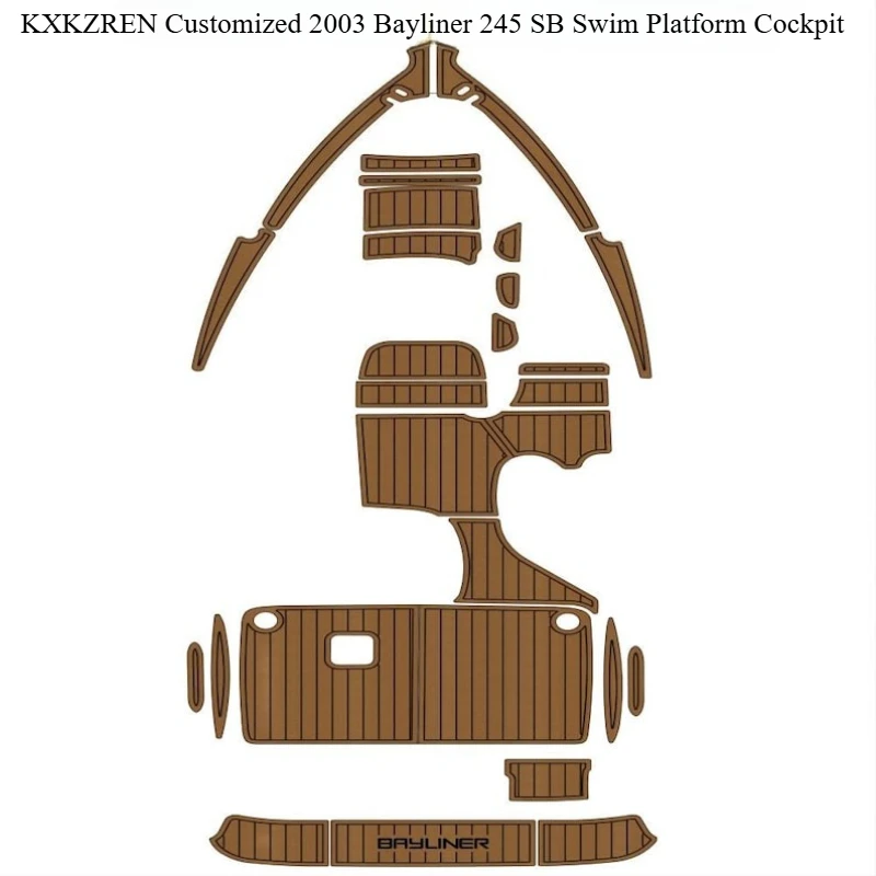 KXKZREN Custom 2003 Bayliner 245 SB Swim Platform Cockpit Boat EVA Foam Faux Teak SeaDeck Marine Accessory Non-slip Flooring Mat