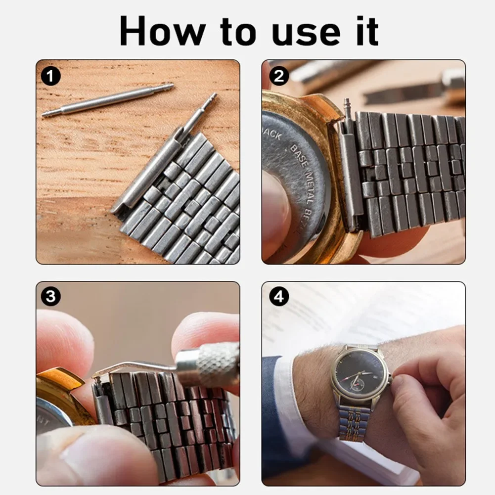Complete Specifications Stainless Steel Watch Band Strap Spring Bars Link Pins Repair Tool Set 144PCS 144 Connecting Shaft