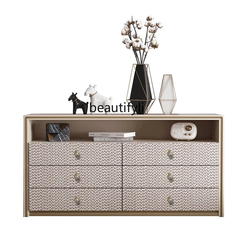 

American Light Luxury Solid Wood Chest of Drawers Modern Minimalist Locker Italian TV Cabinet Storage Chest of Drawer