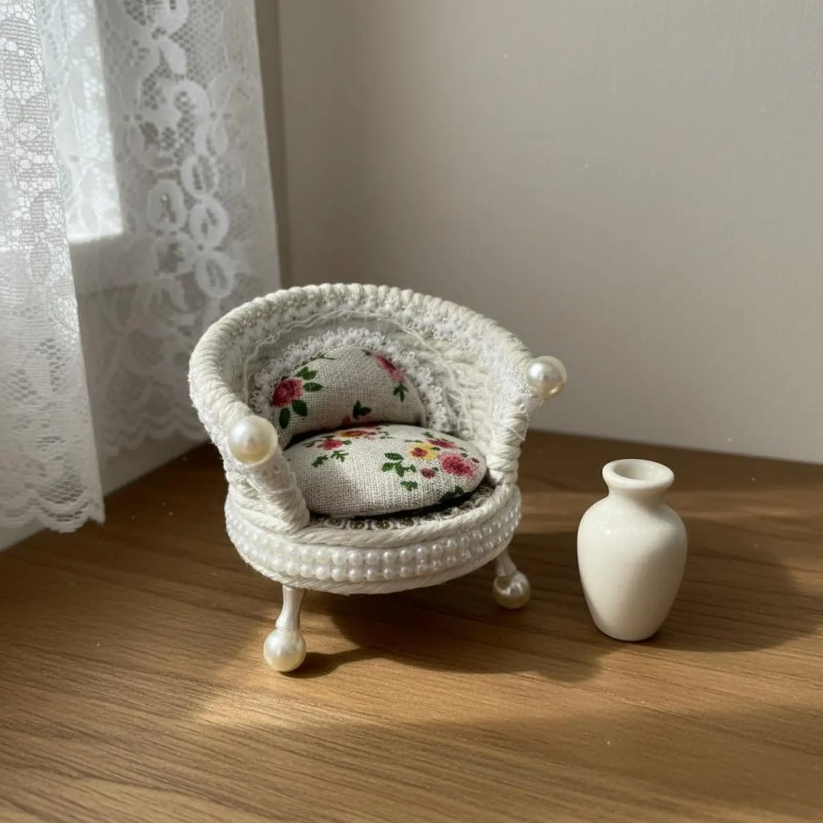 

Floral Dollhouse Sofa Set Illuminated Lamp 1:12 Scale Furniture Set for Hobbyists