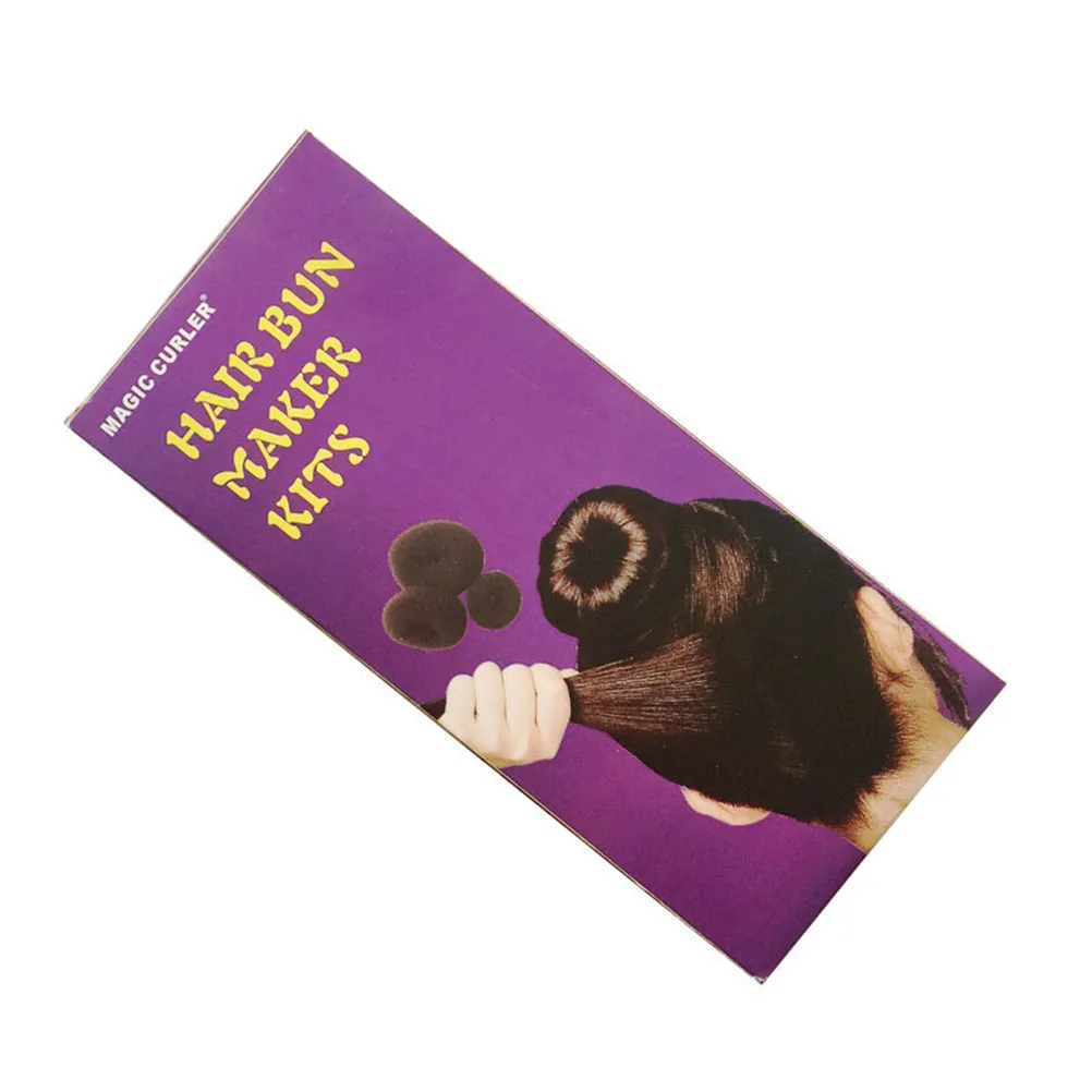 

1Set Hair Bun Maker Plastic Set Includes 3 Sizes Coil Fishtail Braider U-Clip Rubber Bands Hair Styling Tool for Home Salon