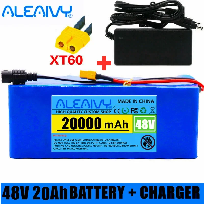 

48V Battery Pack 20Ah 1000w 13S3P Lithium ion Battery Pack for 54.6v 1000w 750w 500w E-bike With BMS + 2a Charger