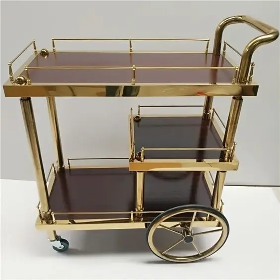 

Luxury Serving Trolley for Hotel and Restaurant Decorative and Stylish Trolley with Wheel Easy to Carriage Home Decor Item