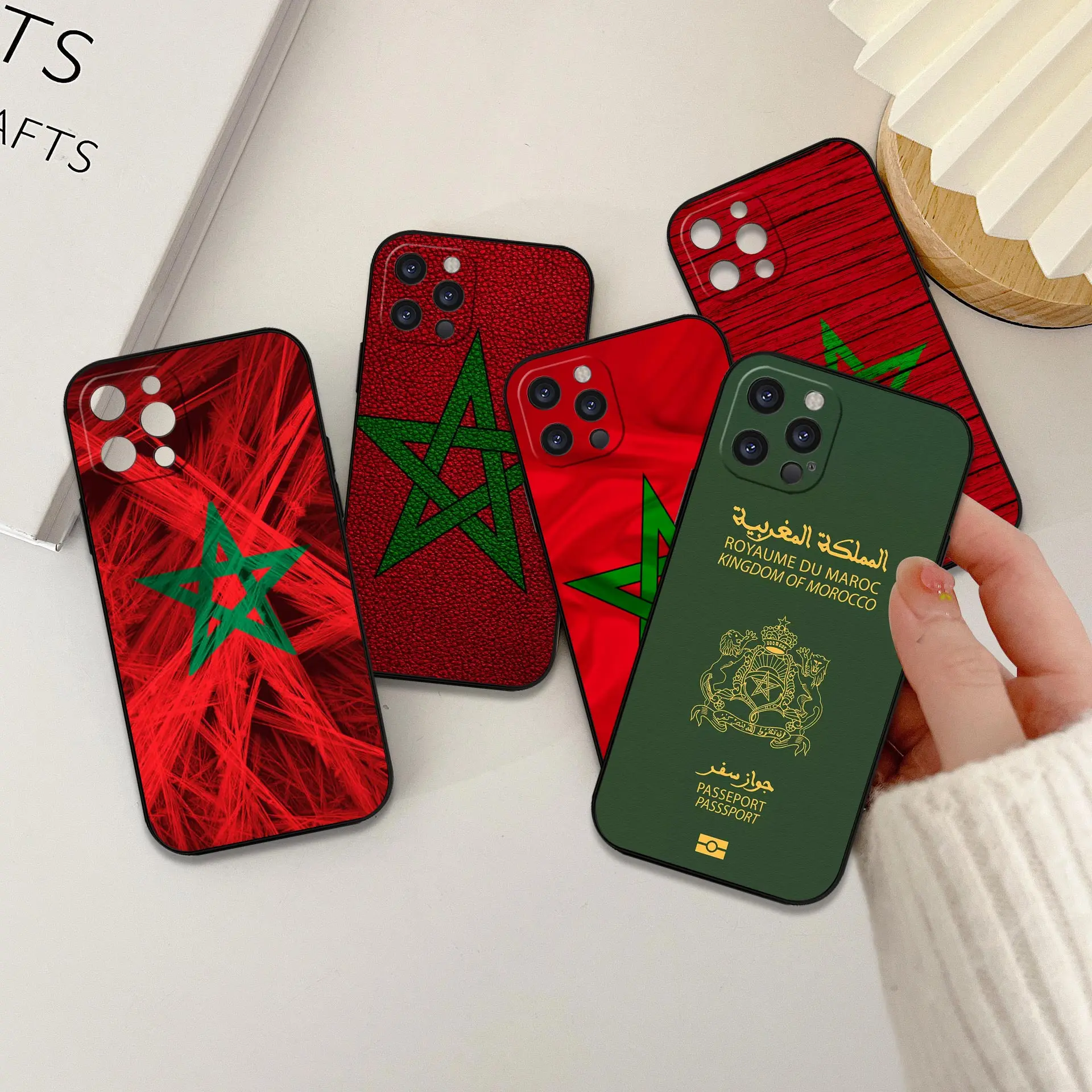 

Moroccans Morocco Flag Passport Phone Case For iPhone 16 15 ProMax 13 12 Mini 14 11 Plus 14 15 16 Pro Max Funda Balck Soft Cover