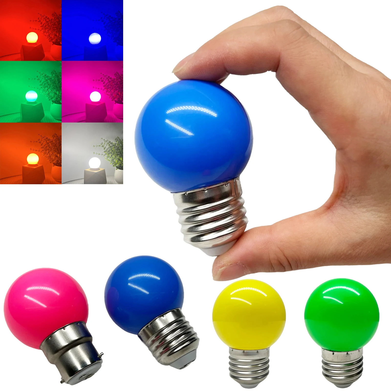 2W G45 LED Globe Light Bulbs E27 B22 Decoration Lamp Red Yellow Blue Green Purple Pink Orange White for Home Party Bar 110V 220V