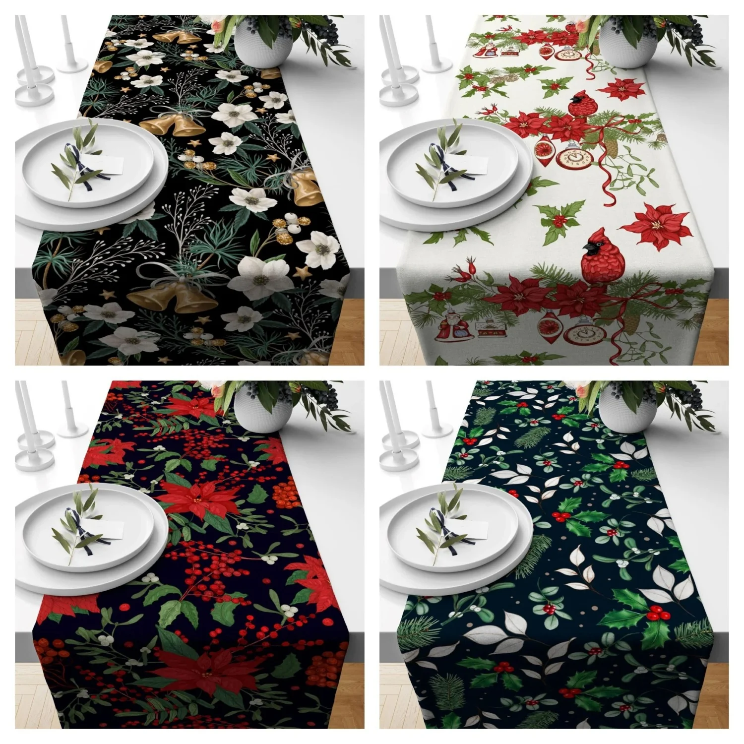 Christmas Table Runner - Non-slip and Easy to Clean, Fits 30x45cm-260x33cm Tables, Perfect for Christmas Family Gatherings